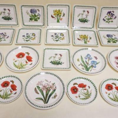 1004	PORTMEIRION BOTANIC GARDEN CHINA, 21 PIECE GROUP INCLUDING 11-7 IN SQUARE DISHES, 5-8 1/2 IN SHALLOW BOWLS, 5-6 1/2 IN DISHES
