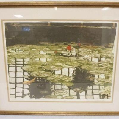 1060	J WHITMAN PARKER SIGNED PRINT *LILY POND*, 28/200, APPROXIMATELY 31 IN X 26 IN OVERALL
