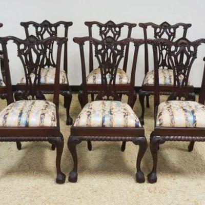 1151	SET OF 8 CHPPENDALE STYLE BALL AND CLAW FOOT CHAIRS, 6 SIDE AND 2 ARM
