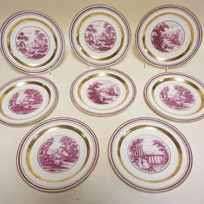 1032	WEDGWOOD EUTRURIA PLATES DEPICTING ASSORTED CASTLE SCENES, 8-10 IN PLATES
