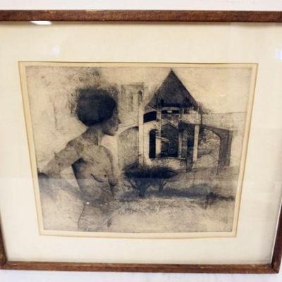 1072	ARTIST SIGNED PRINT OF NUDE WOMAN, ARTIST PROOF, APPROXIMATELY 21 IN X 24 IN OVERALL
