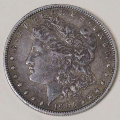 1109	SILVER DOLLAR, 1901 MORGAN SILVER DOLLAR, O MINT
