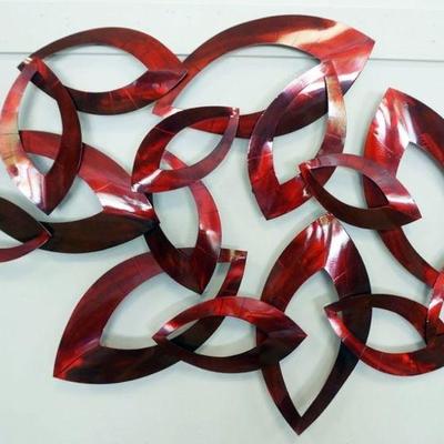 1219	MID CENTURY MODERN METAL HANGING WALL SCULPTURE, APPROXIMATELY 43 IN X 30 IN
