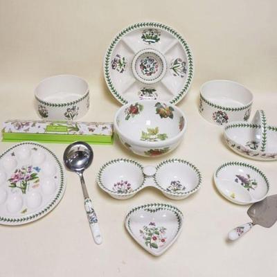 1005	PORTMEIRION BOTANIC GARDEN CHINA, 12 PIECE GROUP INCLUDING EGG DISH, SERVING PIECES, BOWLS, DIVIDED DISH, ETC, LARGEST APPROXIMATELY...