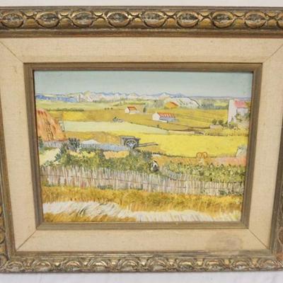 1076	OIL PAINTING ON BOARD, RURAL FARM SCENE, APPROXIMATELY 20 IN X 24 IN
