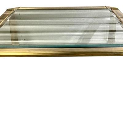 MCM John Widdicomb Furniture Mastercraft Solid Brass Base Coffee Table With Glass Table