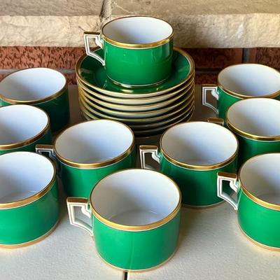 Richard Ginori Italy Visconte Green Cups And Saucers (as Is)