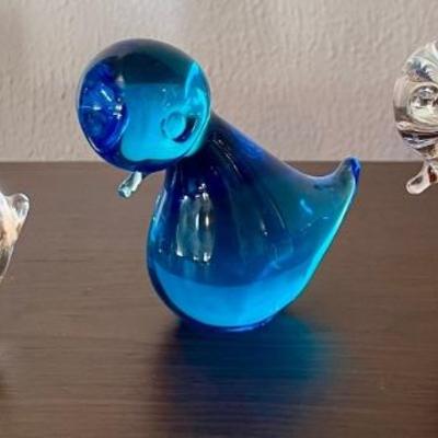 (3) Vintage Art Glass Birds