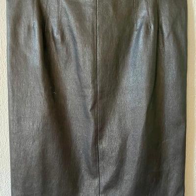 Lovely Prada Made In Italy Black Leather Pencil Skirt Ladies Size 46