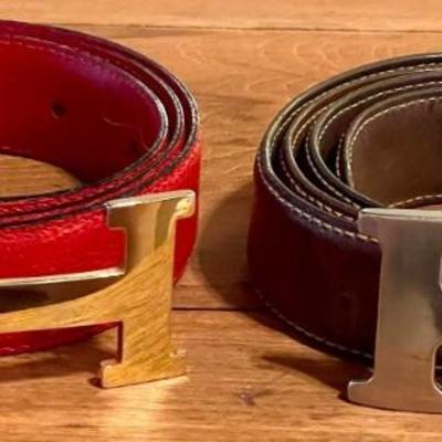  Landau Calfskin Leather Belt & Red Stefano Bravo Italian Leather Belt Size L