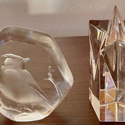 Mats Jonasson Crystal Cardinal And A St. Lambert Crystal Star Figurine