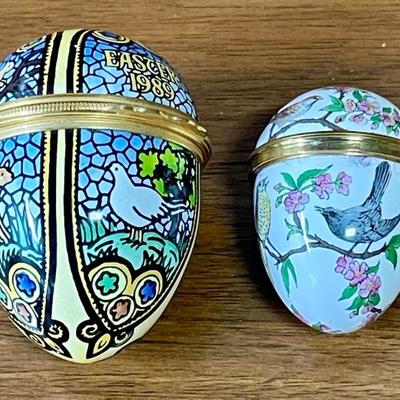 Halcyon Days Enamel Easter 1989 Trinket Egg And Bird Egg
