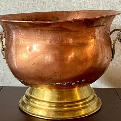 Solid Copper & Brass Pot With Ceramic Handles (as Is) 
