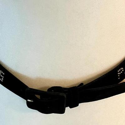 Sonia Rykial 80's Black Suede Leather Rhinestone Paris Belt Ladies Size Medium Made In Italy 