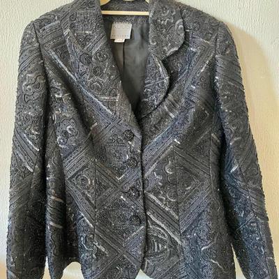 Vintage DeWilde Koos New York Sequin & Seed Bead Jacket Women's Size 14 