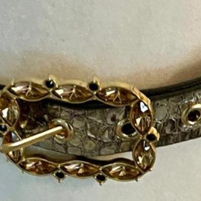 Genuine Italian Leather And Rhinestone St John Belt Ladies Size L
