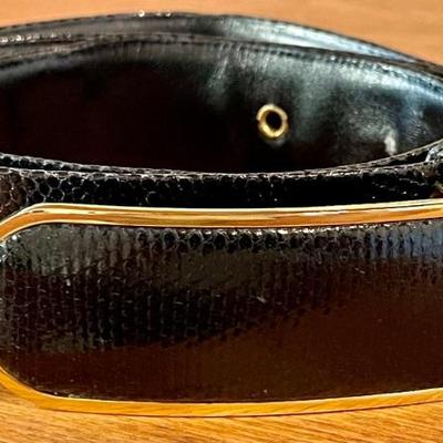 Judith Lieber Black Leather 80s Belt Ladies Mediu 