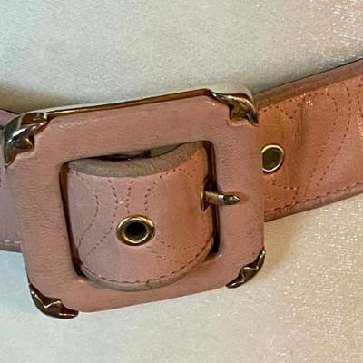 Pink Leather Embossed Heart Escada Made In Italy Vintage Belt Ladies Size 42
