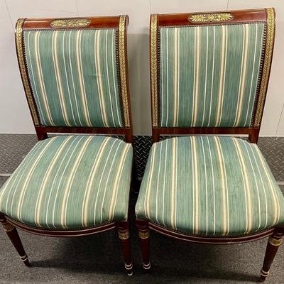 Pair Of Antique French Empire Mahogany And Gilt Bronze Side Charis