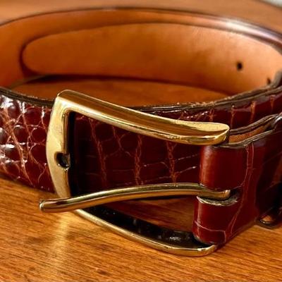 Martin Dingman Louisiana Alligator Belt Saddle Leather Leather Lining Size 34