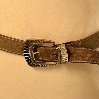 Vintage Escada Made In Italy Genuine Leather Silver Tone Belt With Silver Buckle Size 44