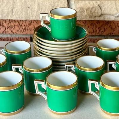 Richard Ginori Italy Visconte Green Espresso Cups And Saucers (as Is)