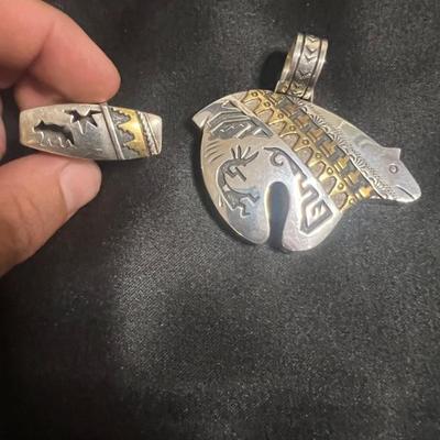 TOMMY SINGER STERLING & GOLD INLAY