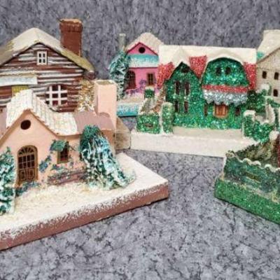 7 artisan cardboard craft putz holiday village houses