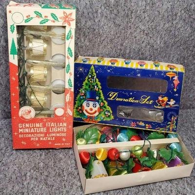 Vintage novelty christmas lights italian and satin bells