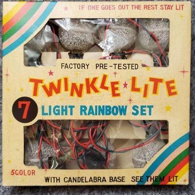 Vintage twinkle lite rainbow christmas lights in original box
