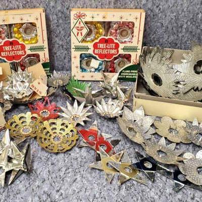 Vintage tin metal christmas bulb reflectors