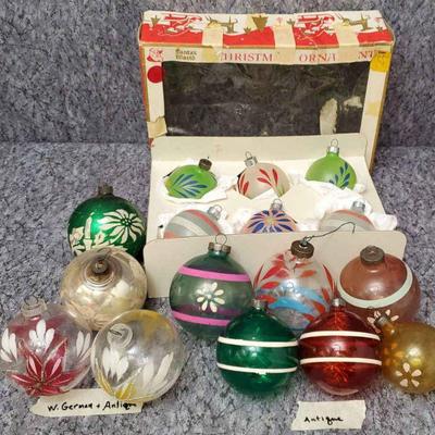Antique and mid century hand crafted glass ornaments