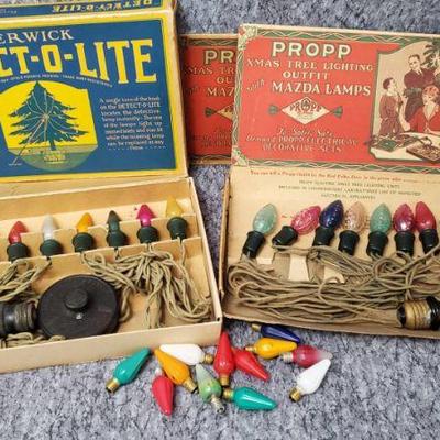 Antique detect o lite and propp christmas lights