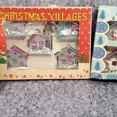 Vintage shiny brite miniature nativity and ornaments