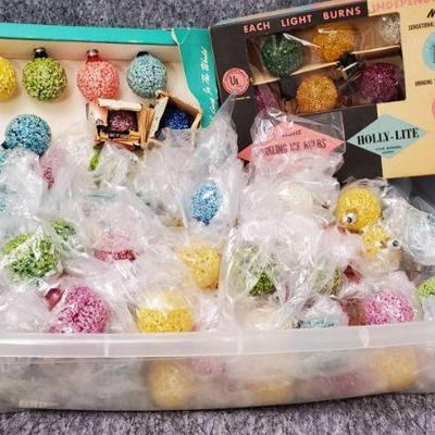 Vintage Sparkling Lighted Ice Christmas Lights and Bulbs