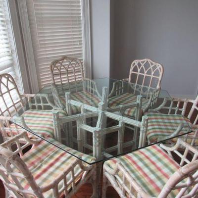 Sale Photo Thumbnail #11: Glass top table with 6 chairs