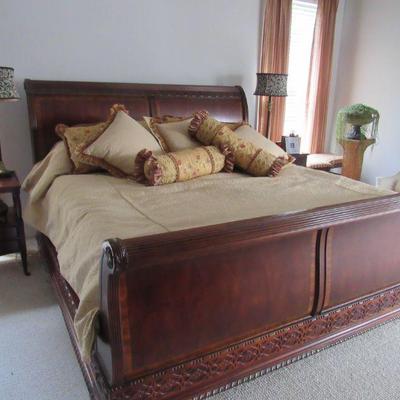 King size bed with matching armoire available.  Mattress and box spring is not for sale