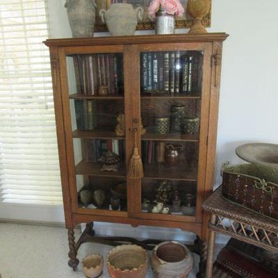 Antique oak display cabinet