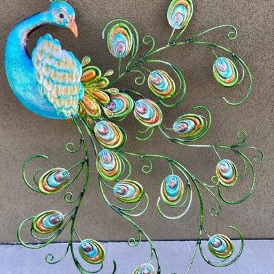 Multicolor Metal Peacock Wall Hanging