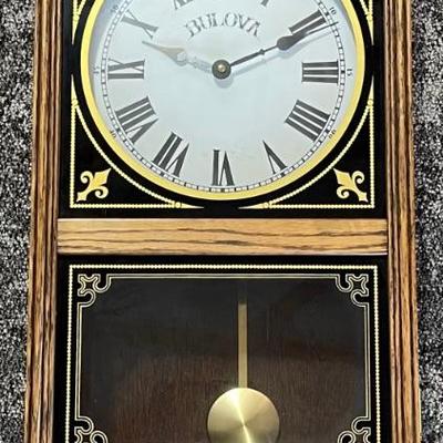 Vintage Bulova Oak Wall Clock 