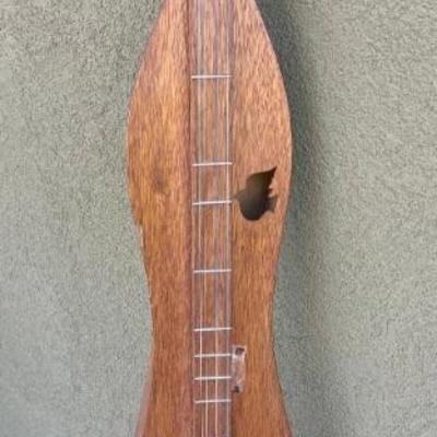 4 String Flat Head Hour Glass Dulsimer With Wood Back, Sides, And Top