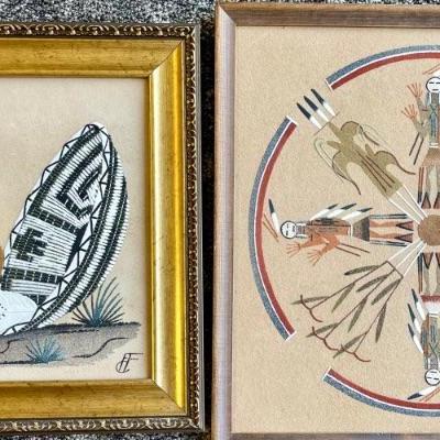 (2) Navajo Sand Paintings - Edgar Josea Navajo 2001