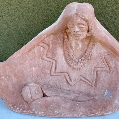 Julius Begay 1990 Carved Native American Mother And Child