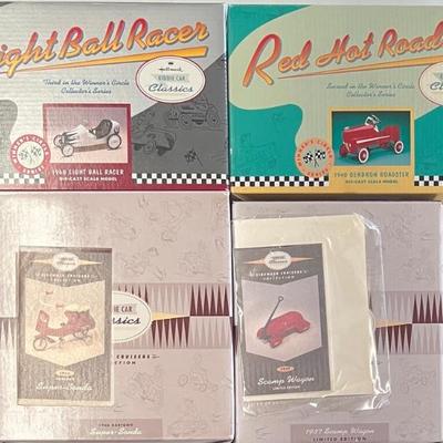 (4) Hallmark Kiddie Car Classics Die-cast Model Cars In Original Boxes - Cruisers, Racer, Roadster