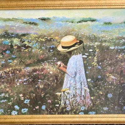 Girl In The Meadow Carlos Rios Framed Print