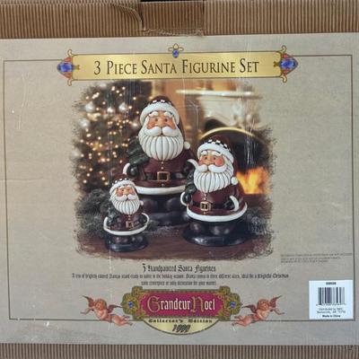 Grandeur Noel 1999 3 Hand Painted Santa Figurines IOB