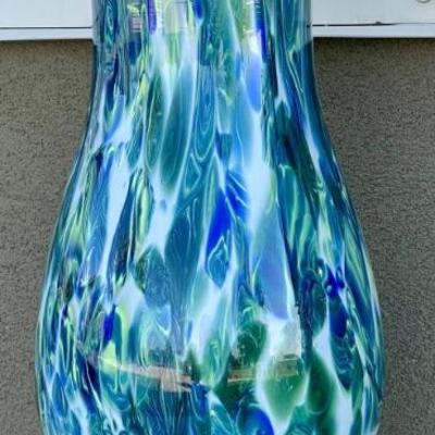 19" Cased Art Glass Vase With Pontil Mark