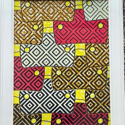 Vintage Window Pane With African Wax Print Fabric Wall Hanging