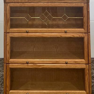 Made In Mexico Oak Glass Front 3 Tier Barrister Cabinet