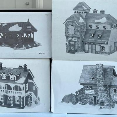 Department 56 New England Village Series - Semple's Smokehouse, Two Rivers Bridge, Captains Cottage, And More